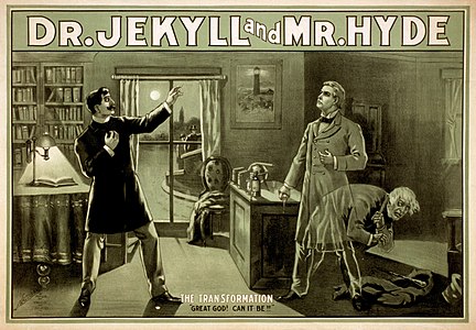 Dr. Jekyll and Mr. Hyde poster at Adaptations of Strange Case of Dr. Jekyll and Mr. Hyde, by National Prtg. & Engr. Co. (edited by Papa Lima Whiskey)