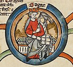 Fourteenth-century miniature of Edgar