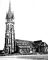 L'église paroissiale Saint-Pierre vers 1920 ː vue extérieure d'ensemble (carte postale, vers 1925).