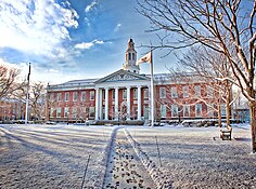 Photo of the Baker Library during the winter