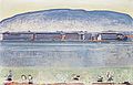 Lake Geneva with six swans by Ferdinand Hodler, 1914