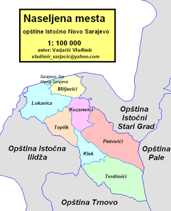 Location of Istočno Novo Sarajevo