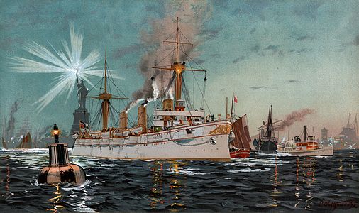 SMS Kaiserin Augusta, by Carl Saltzmann (restored by Adam Cuerden)