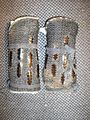 Edo period greaves (suneate), mail sewn with small armor plates (shino)
