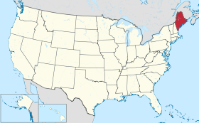 Karta SAD-a s istaknutom saveznom državom Maine