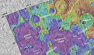 Map showing relative positions of Gorgonum Chaos, Atlantis Chaos, Magelhaens Crater and Simois Colles