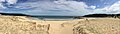 Panoramic image of Marley Beach, taken from the sand dunes, looking towards the Tasman Sea.