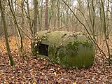 Umgestürzte Splitterschutzzelle beim früheren Zugang (52° 24′ 15,9″ N, 9° 50′ 36,9″ O52.404429.84359)