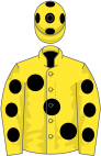 Yellow, large black spots, spots on sleeves and cap