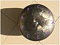 A steel tongue drum tuned in a pentatonic F scale with A 432 hz