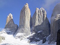 The granite peaks of the Cordillera Paine in the Chilean Patagonia