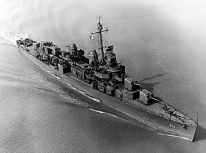 USS John Rodgers (DD-574) at Charleston, South Carolina, 29 April 1943