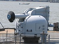 A dismounted Mk 108 launcher at the Intrepid Sea-Air-Space Museum.