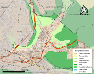 Carte en couleurs présentant l'occupation des sols.