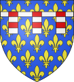 Filipe de Valois: de azur semeado de flores de liz de ouro com um lambel composto de gules e prata.