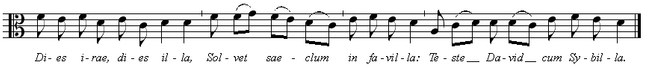 The Dies Irae appears as this melody in musical notation.