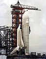 Space Shuttle Enterprise at LC-39A during the fit check tests (1979)