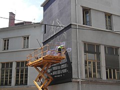 Fresque en création, école Paul Bert de Grenoble lors de l'édition 2018.