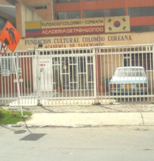 The exterior of the Korean-Colombian Cultural Foundation's building in Bogota.