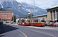 Straßenbahn der Linie 3 und Stubaitalbahn an der Haltestelle Hauptbahnhof (1980er Jahre)