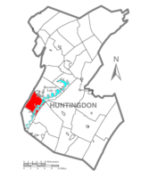 Map of Huntingdon County, Pennsylvania Highlighting Lincoln Township