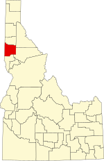 Map of Idaho highlighting Latah County