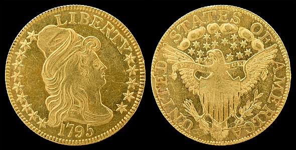 Turban Head half eagle, heraldic eagle, by Robert Scot and the United States Mint
