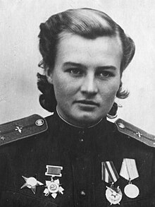 Portrait photograph of Meklin in uniform wearing one Order of the Red Banner, the Order of the Red Star, an order of the Patriotic War, and a campaign medal