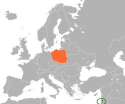 Map indicating locations of Palestine and Poland