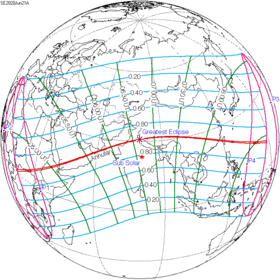 Carte de l'éclipse générale.