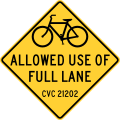 Bike Allowed Use of Full Lane CVC 21202, San Francisco.