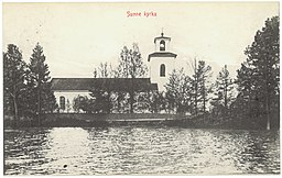 Sunne kyrka på ett vykort från 1914.