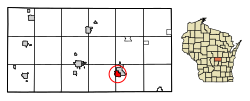 Location of Lohrville in Waushara County, Wisconsin.