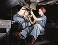 Women at work on bomber, Douglas Aircraft Company, Long Beach, California in October 1942