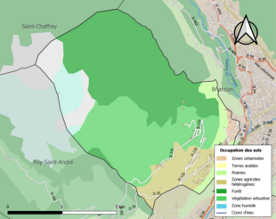 Carte en couleurs présentant l'occupation des sols.