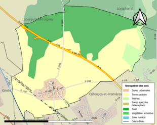 Carte en couleurs présentant l'occupation des sols.