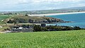 Le littoral d'Argol donnant sur la Baie de Douarnenez entre la grève de Porslous et la Pointe de Keric. À l'arrière-plan la plage de Pentrez à Saint-Nic.