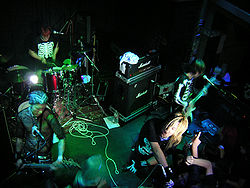 Balzac performing at B72 Club in Vienna, Austria, 2005. Clockwise: Atsushi, Hirosuke, Akio and Takayuki.