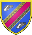 Arms of Magenta, France, feature a bend sinister in magenta, an extremely rare tincture in heraldry