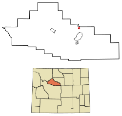 Location of Kirby in Hot Springs County, Wyoming.