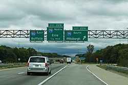 Junction of Interstates 79 and 90 in McKean Township