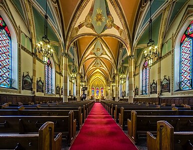 Interior from entrance, Assumption Church, Windsor