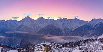 Kinner Kailash mountain range, as seen from Kalpa.