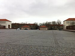 Former Appeal Square from the southwest with guard houses in the background.