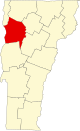 State map highlighting Chittenden County