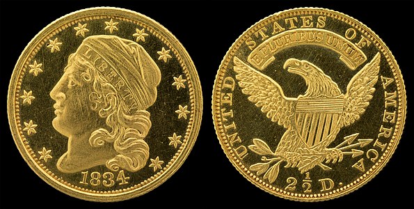 Capped Head quarter eagle, reduced, by John Reich and the United States Mint