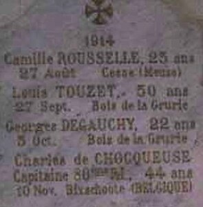 Plaque dans l'église Saint-Léger de Marieux.