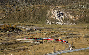 Crossing the upper Berninabach Bridge