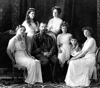 Nicholas II of Russia with his family, by the Levitsky Studio (restored by Wolcott and Yann)