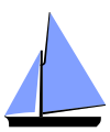 Plan de voile d'un sloop Gunther. La forme de la voile est intermédiaire entre le gréement bermudien et la voile à corne.